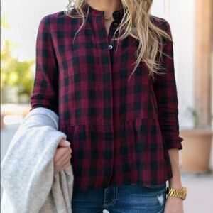 Madewell Lakeside Buffalo Plaid Peplum Crop Top S